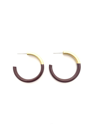 Dark Maroon Med Hoop Earrings - J.A. Whitney