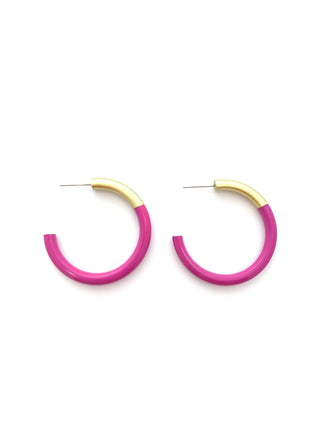 Fuchsia Med Hoop Earrings - J.A. Whitney