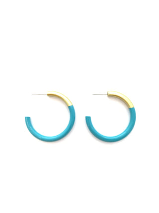 Peacock Blue Med Hoop Earrings - J.A. Whitney