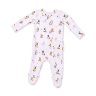 Bestie Dogs Pink - 2 Way Ruffle Back Zipper Footie