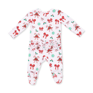 Bows & Candy Canes - 2 Way Zipper Footie