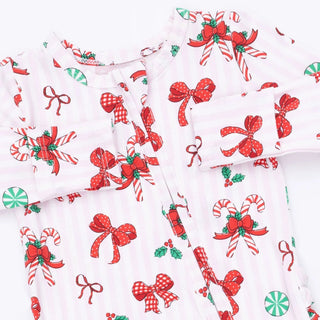 Bows & Candy Canes - 2 Way Zipper Footie