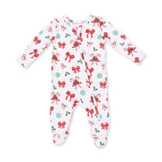 Bows & Candy Canes - 2 Way Zipper Footie