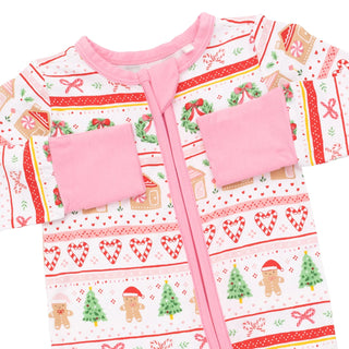 Gingerbread Fair Isle Pink - Convertible Romper
