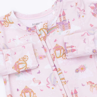 Princess Unicorns & Castle - 2 Way Ruffle Back Zipper Footie