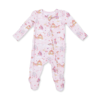 Princess Unicorns & Castle - 2 Way Ruffle Back Zipper Footie