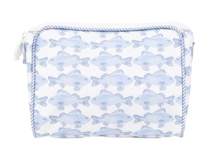 Large zippered go bag with colorful fish print by Apple of My Isla