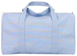Duffle bag with blue and white stripe pattern by Apple of My Isla