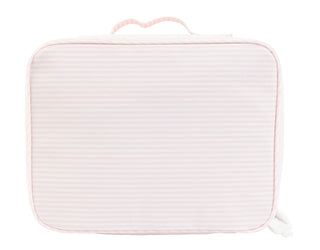 Kids' lunchbox with pink and white stripe pattern by Apple of My Isla