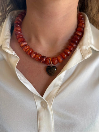 Burnt Orange Heart Pendant Necklace - J.A. Whitney