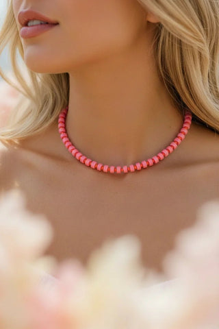 Chunky Candy Chip Pink & Orange Necklace - J.A. Whitney