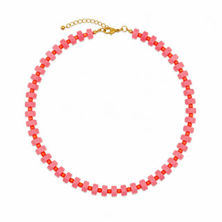 Chunky Candy Chip Pink & Orange Necklace - J.A. Whitney