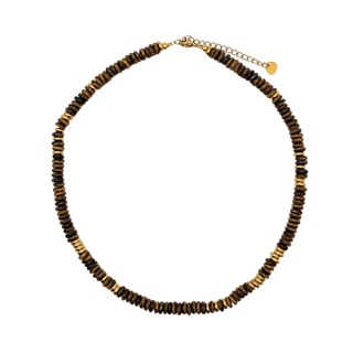 Small Espresso Gemstone Necklace w/ Gold Accents - J.A. Whitney