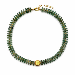 Chunky Seafoam Jade Flat Gemstone Necklace - J.A. Whitney