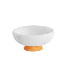 Resin Med Round Bowl w/ Base - Coconut & Tangerine