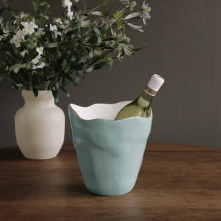 Encanto Soho Large Ice Bucket - Turquoise & White - J.A. Whitney