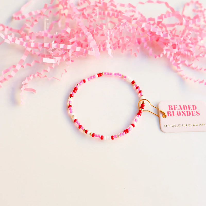 Red Pink & White Sprinkle Bracelet