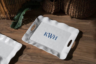 Havana Rectangle Tray w/ Handles (White)