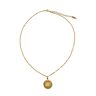 18K Gold Waterproof Sunrise Pendant Necklace