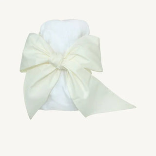 Palmetto Pearl bow swaddle blanket with personalization included by The Beaufort Bonnet Company