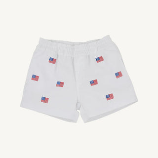 The Beaufort Bonnet Company - Critter Sheffield Short - White w/ Flags