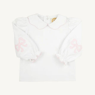The Beaufort Bonnet Company - Emma's Elbow Patch Top - Pink Bow - J.A. Whitney