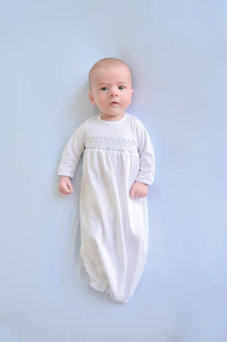 The Beaufort Bonnet Company - Sweetly Smocked Greeting Gown - Buckhead Blue - J.A. Whitney