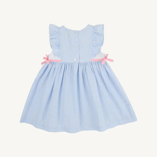 The Beaufort Bonnet Company - Pammy's Pinafore Dress - Blue Seersucker - J.A. Whitney