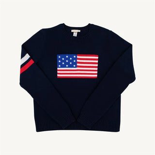 The Beaufort Bonnet Company - Cissy Intarsia Sweater - Navy w/ Flag