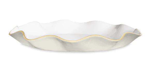 Encanto Carola Lg Round Platter - Cream & White