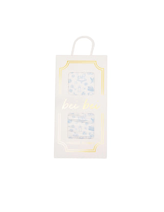 Blue Nursery Toile Swaddle Blanket