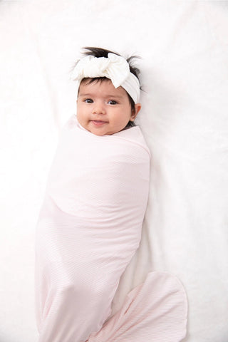 Petal Pink Stripe Swaddle Blanket