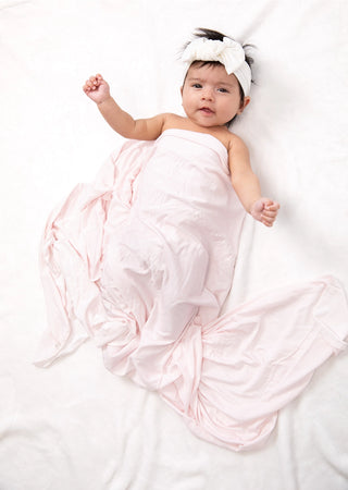 Petal Pink Stripe Swaddle Blanket