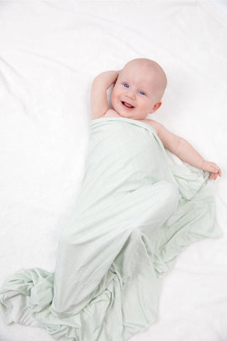 Willow Green Stripes Swaddle Blanket