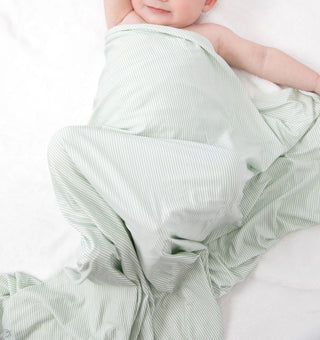 Willow Green Stripes Swaddle Blanket