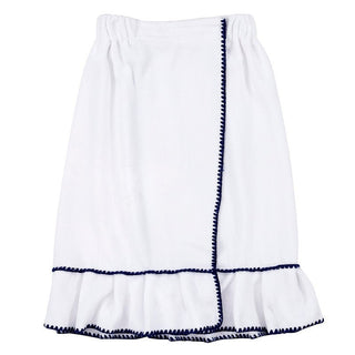 White w/ Blue Whip Stitch Spa Wrap (Personalization Included) - J.A. Whitney