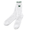 Cozy Socks in Ornament - White with Green Bow/Trim