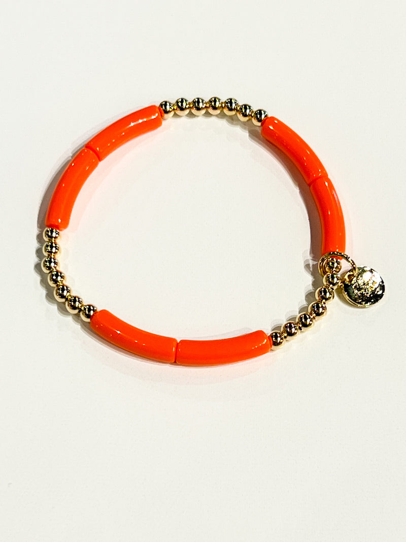 Bowood Lane Berkley 4mm Bracelet - Bright Orange