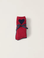 CozyChic Heart Print Sock Set - 2 Pairs - Marine / Scarlet