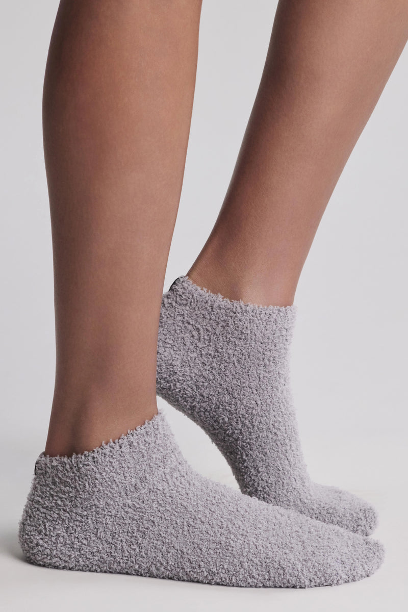 CozyChic Heathered Stripe Ankle Sock Set - Dove Gray Multi