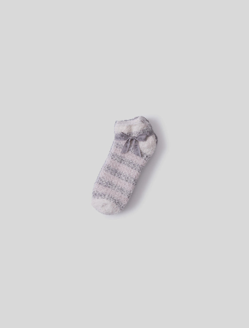 CozyChic Heathered Stripe Ankle Sock Set - Dove Gray Multi