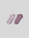 CozyChic Heathered Stripe Ankle Sock Set - Teaberry Multi