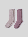 CozyChic Sock Set - 2 Pairs - Teaberry / Heathered Stone