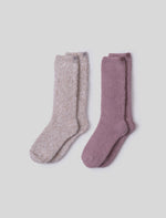 CozyChic Sock Set - 2 Pairs - Teaberry / Heathered Stone