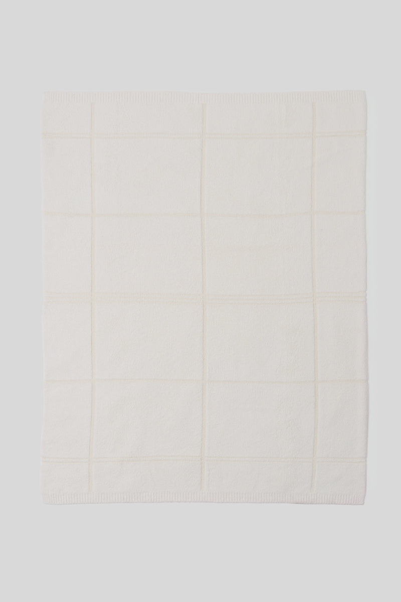 Cream Cotton Tonal Plaid Throw
