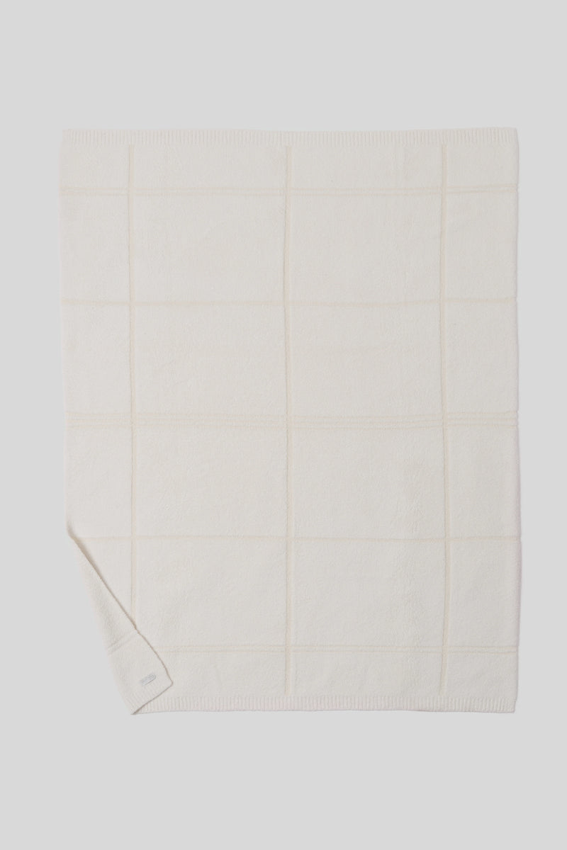 Cream Cotton Tonal Plaid Throw