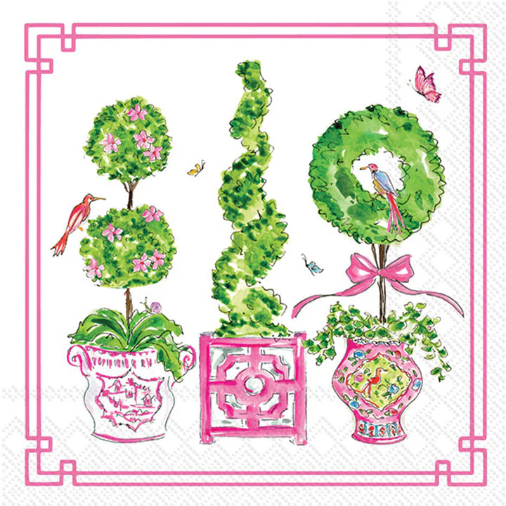 Pink Topiaries Cocktail Napkins