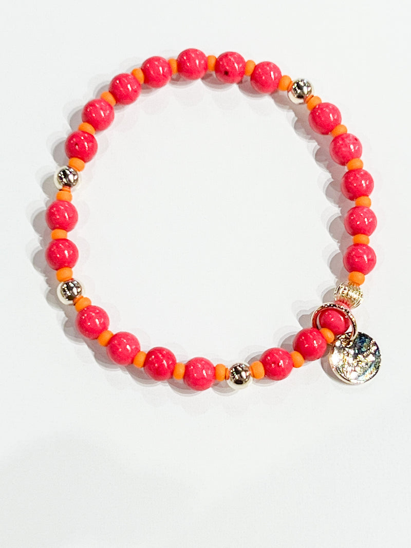 Bowood Lane Isla Bracelet Pink w/Orange Beads