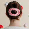 Candy Cane Crush Flat Round Large Hair Clip
