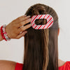 Candy Cane Crush Flat Round Medium Hair Clip